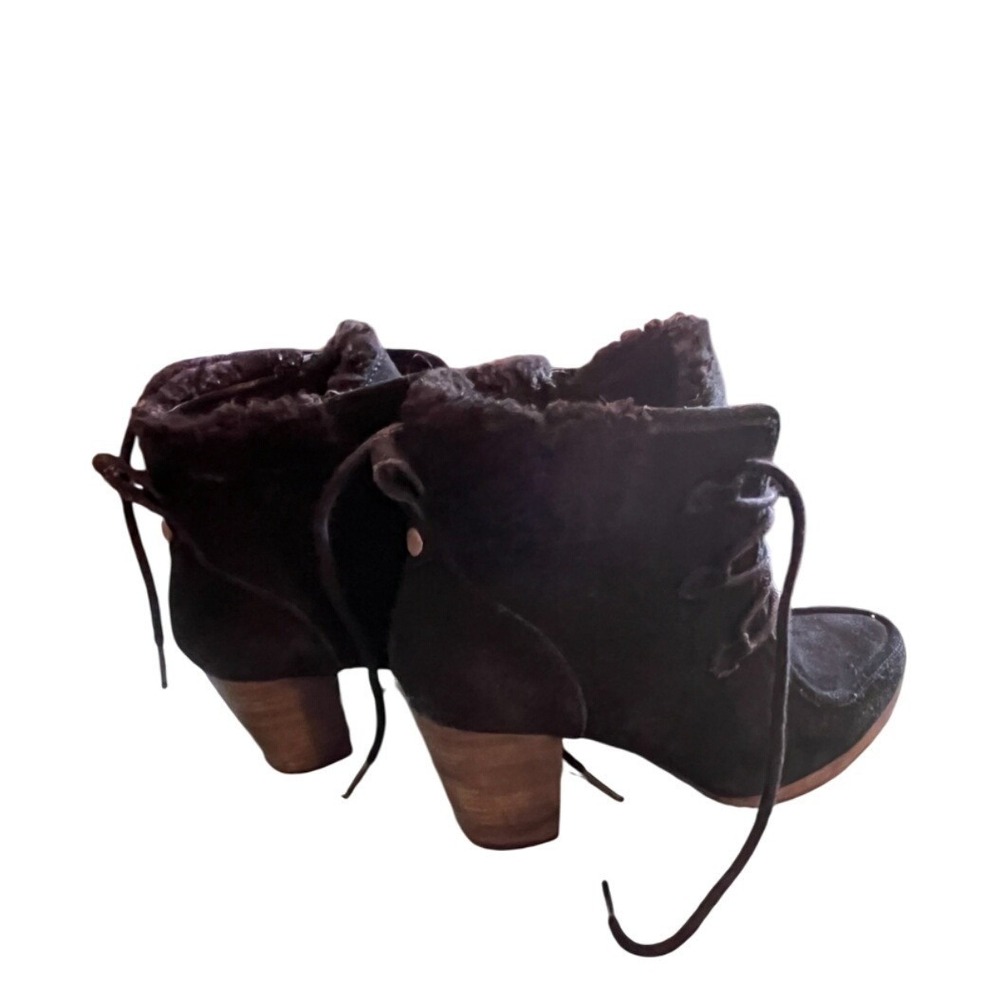 UGG Suede Leather Heeled Ankle Boots Womens Brown Size 9
